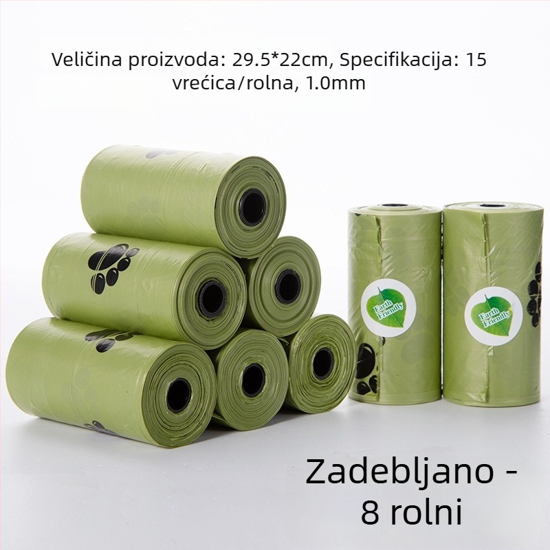 Dispenser vrećica za pseće izmet — debeli, biološki razgradivi u roli