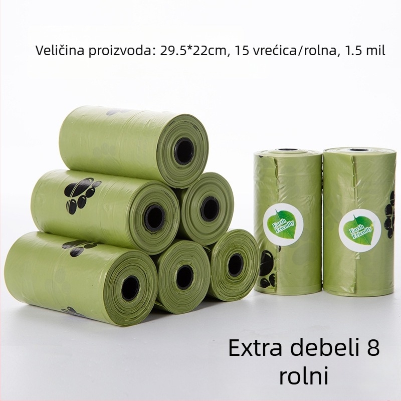 Dispenser vrećica za pseće izmet — debeli, biološki razgradivi u roli