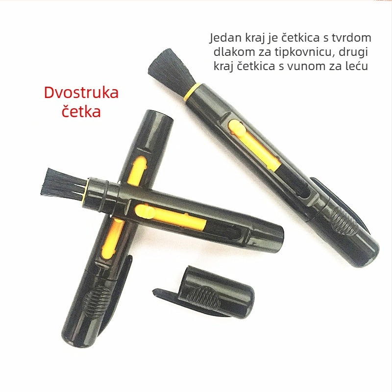 Lens pen s tekućim čistilom; materijali: plast, semiš, vuna; OEM proizvodnja, prilagođeni dizajni; kompatibilno s objektivima kamere, filtrima, zaslonima i drugim digitalnim uređajima.