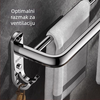 Držač za ručnike od nehrđajućeg čelika 304, polirana površina, bez bušenja, 1 sloj, jednostruka šipka