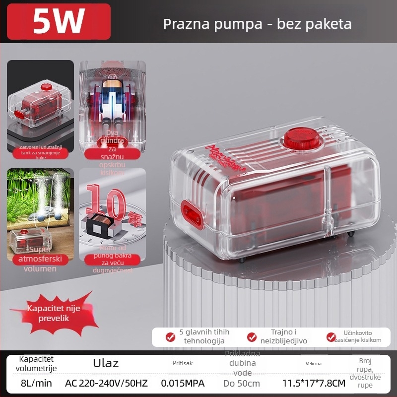 Akvarijska pumpa za oksigen Old Fisherman, iznimno tih DC aerator, 30 dB, težina ≤3 kg