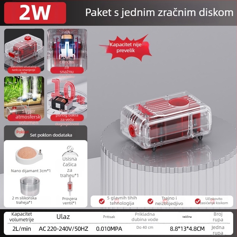 Akvarijska pumpa za oksigen Old Fisherman, iznimno tih DC aerator, 30 dB, težina ≤3 kg