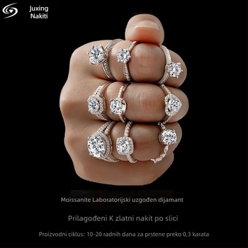 Prsten s laboratorijski uzgojenim dijamantom, 18K zlato, oblik prema nacrtima, originalni unisex dizajn, elektroplatiranje