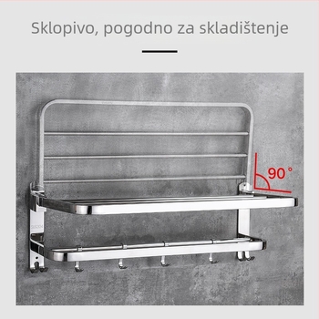 Držač za ručnike od nehrđajućeg čelika 304, sklopni, zidni, 2 razine, nosivost 50 kg