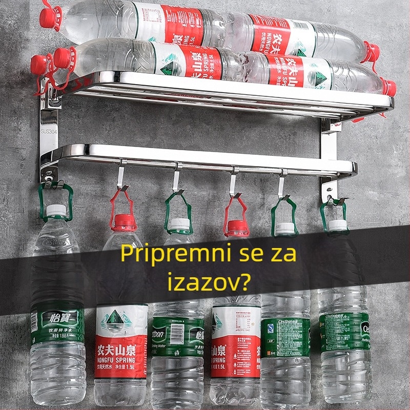 Držač za ručnike od nehrđajućeg čelika 304, sklopni, zidni, 2 razine, nosivost 50 kg