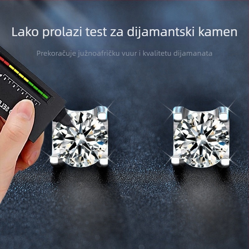 Naušnice s likom bikove glave od moissanita, 1 ct, Rezanje: 8 srca i 8 strijela, Srebro 925