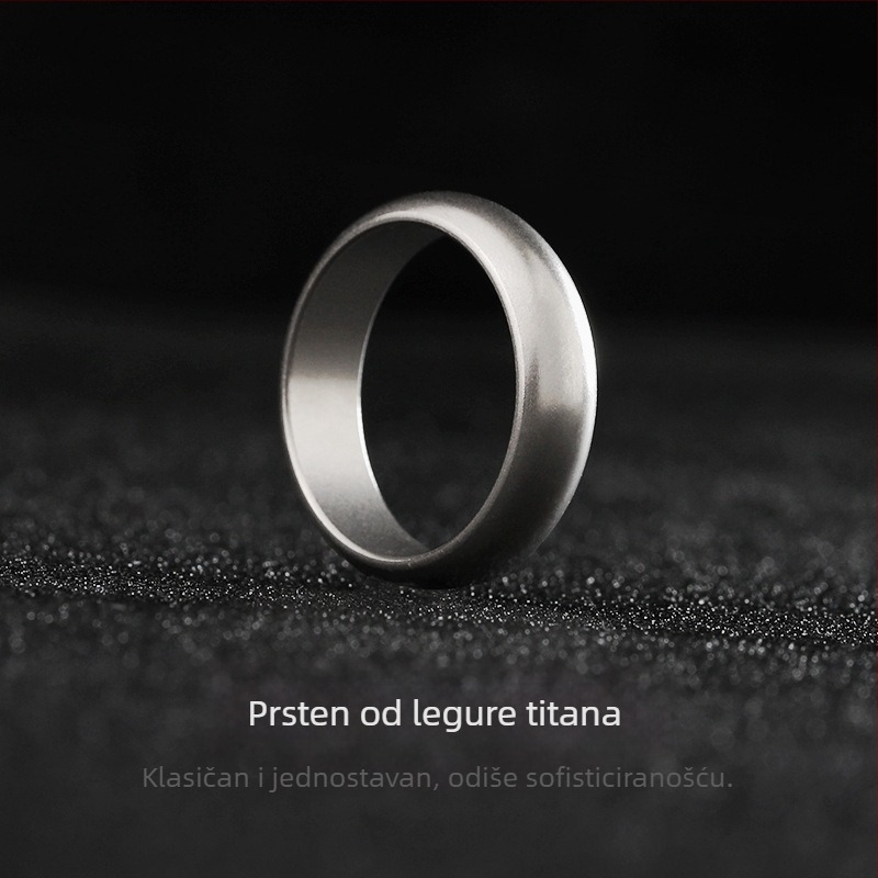 Prsten od titanovog legura – pjeskano brušenje završna obrada, vintage stil, neobičan oblik