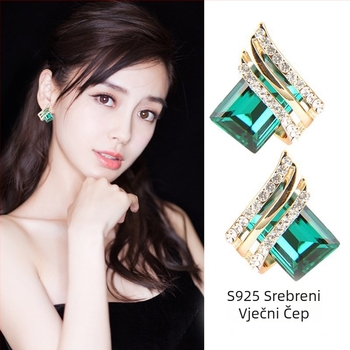 Naušnice od legure s kristalima | Timmy Jewelry | Stil Japana i Južne Koreje | Materijal: legura | Obrada: elektroplating