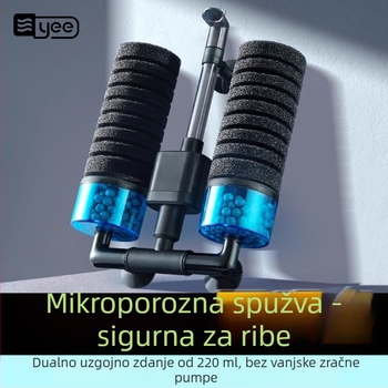 Akvariumska pumpa za oksigenaciju s ugrađenom tro-in-1 cirkulacijom vode i filtracijom; Materijal: plastika; Filtracijska vata