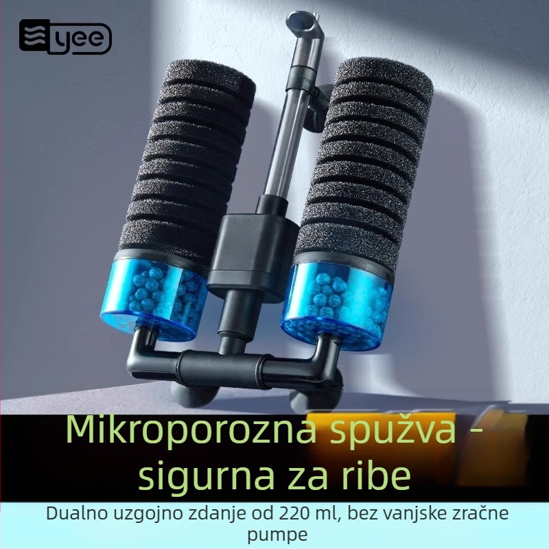 Akvariumska pumpa za oksigenaciju s ugrađenom tro-in-1 cirkulacijom vode i filtracijom; Materijal: plastika; Filtracijska vata