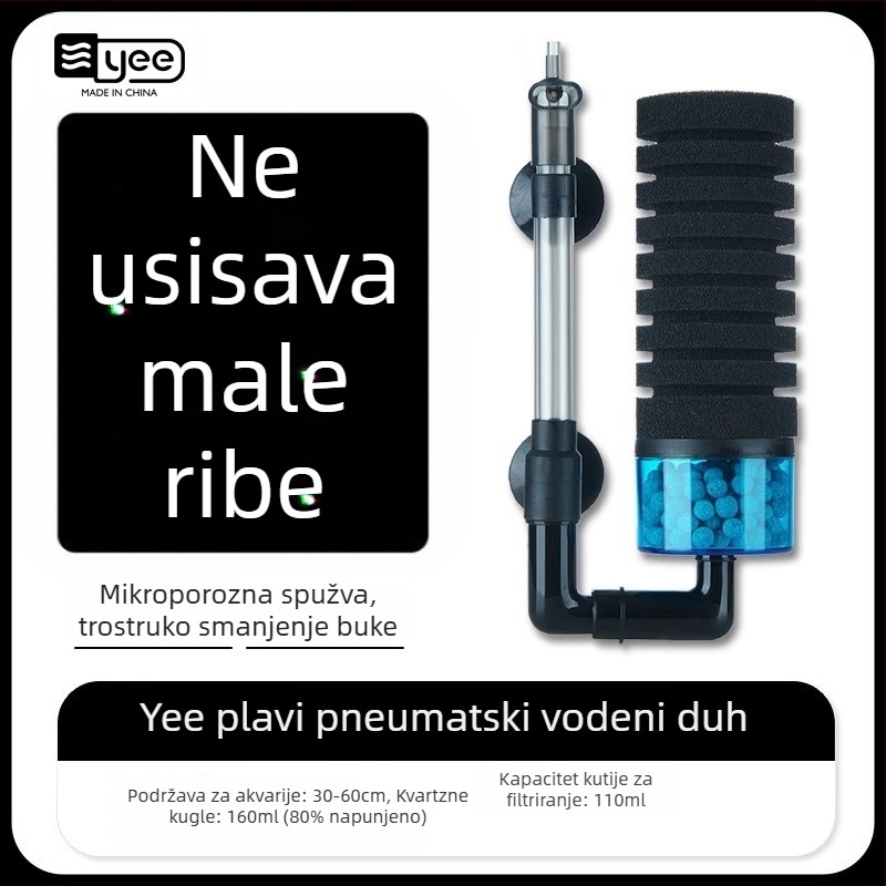 Akvariumska pumpa za oksigenaciju s ugrađenom tro-in-1 cirkulacijom vode i filtracijom; Materijal: plastika; Filtracijska vata