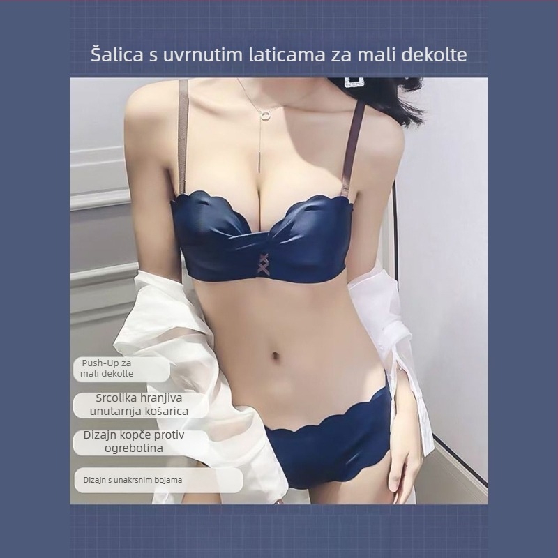 Crveno svadbeno rublje za manje grudi s push-up efektom, bočnim skupljanjem, pamukasti set grudnjaka i gaćica