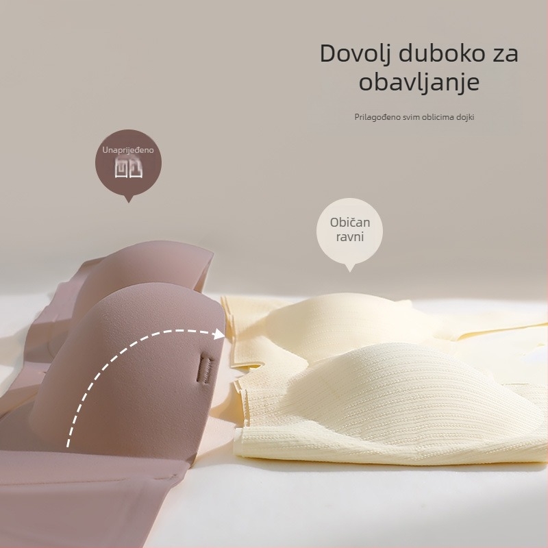 Bešivni grudnjak bez naramenica, push-up efekt; šalica 3/4, oblikovane šalice; odvojive dvostruke naramenice; glavni materijal: najlon; podstava: elastan do 30%