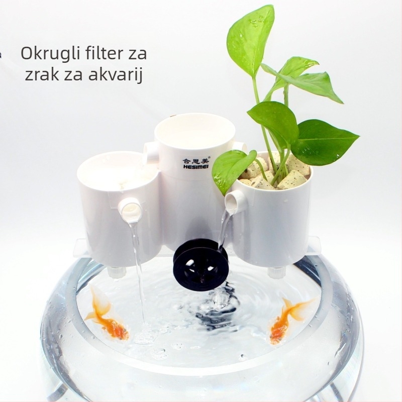 Hesimei okrugla kutija filtera za akvarij, 3-u-1 usisavanje pročišćavanje i oksigenacija, ABS plastika, težina 200 g