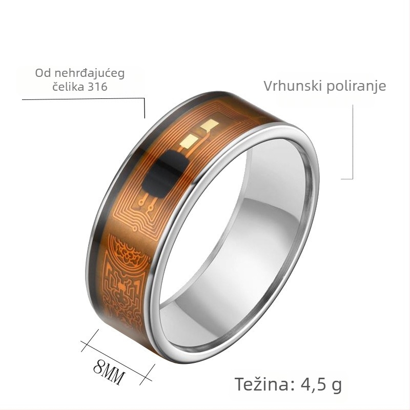Prsten s NFC za mobitele, nehrđajući čelik, elektroplatiranje, unisex, ručni nakit