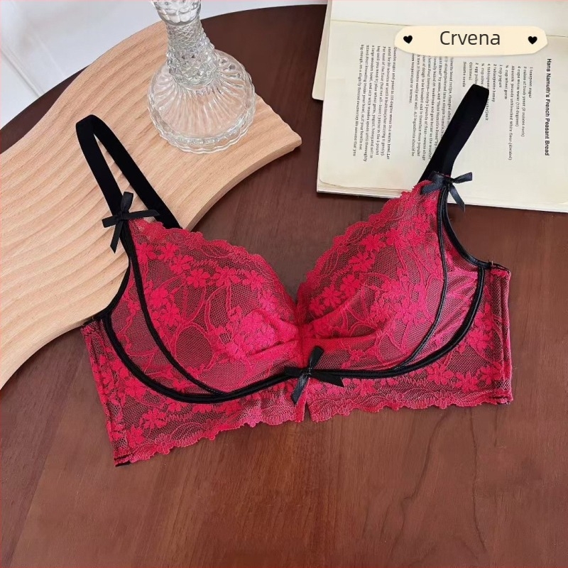 Set grudnjaka s 3/4 košarom, push-up, gornja potpora, čvrste naramenice, stražnje tri red kopči, najlonska tkanina