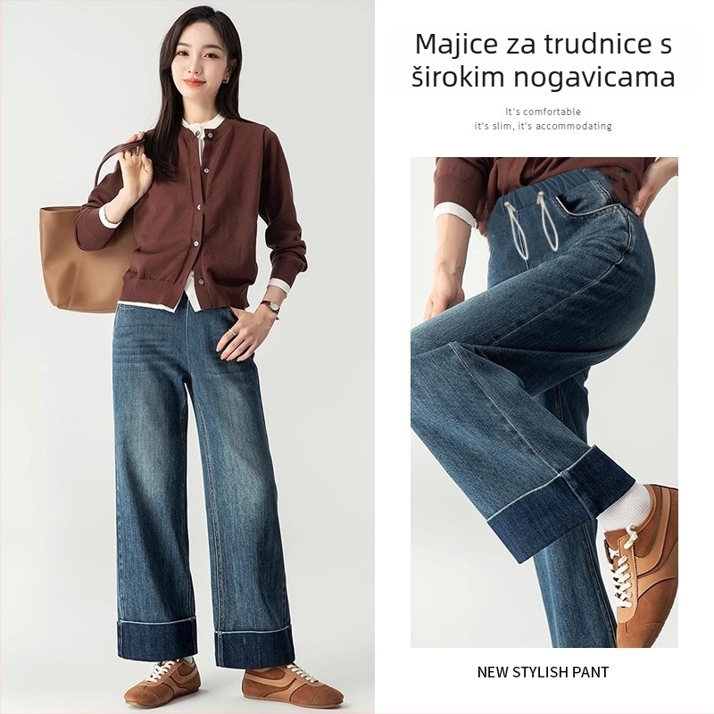 Traperice za trudnoću s podrškom za trbuh, denim, poliester <30%, srednja debljina, zima 2024