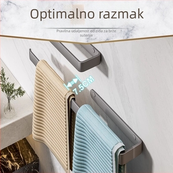 Držač za ručnike od Space aluminija za male prostore, bez bušenja, nosivost 5 kg, kupaonski držač ručnika