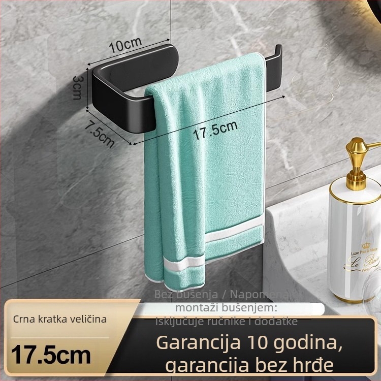 Držač za ručnike od Space aluminija za male prostore, bez bušenja, nosivost 5 kg, kupaonski držač ručnika