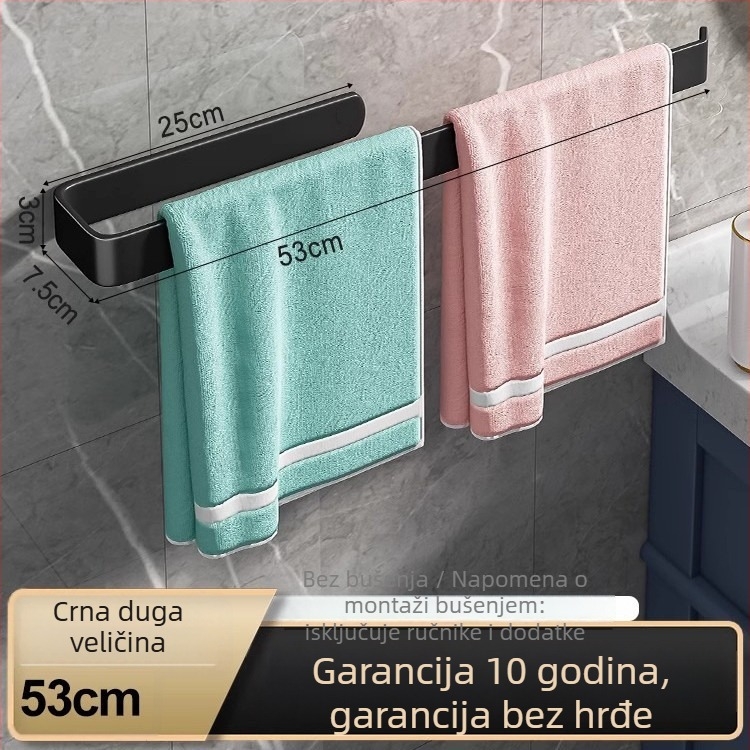Držač za ručnike od Space aluminija za male prostore, bez bušenja, nosivost 5 kg, kupaonski držač ručnika