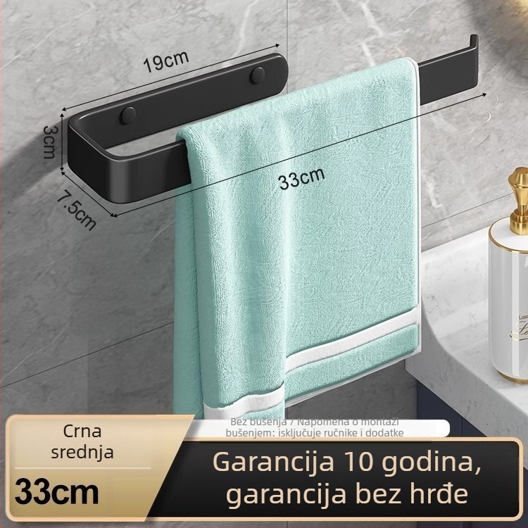 Držač za ručnike od Space aluminija za male prostore, bez bušenja, nosivost 5 kg, kupaonski držač ručnika