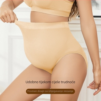 Trudničke bezšivne gaćice s visokim strukom, podrška za trbuh, prozračna najlon tkanina (Seamless, Nylon 90-95% main fabric, Cotton crotch lining 95-100%)