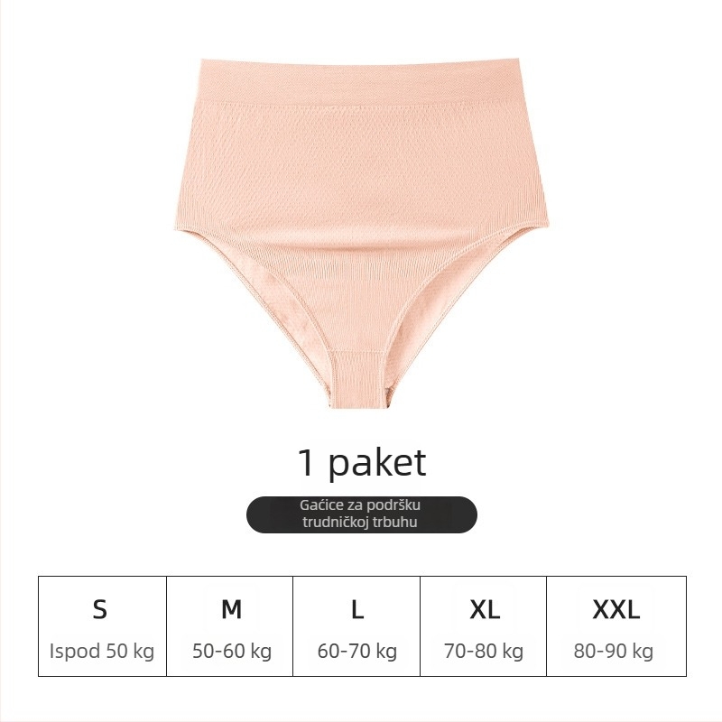 Trudničke bezšivne gaćice s visokim strukom, podrška za trbuh, prozračna najlon tkanina (Seamless, Nylon 90-95% main fabric, Cotton crotch lining 95-100%)