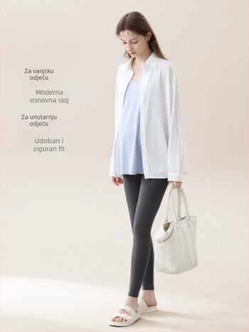 Trudničke termo tajice s flisom, visokim pojasom, tijesan kroj, Derong 90–95% glavna tkanina, Spandex <30%, debele i tople za zimu