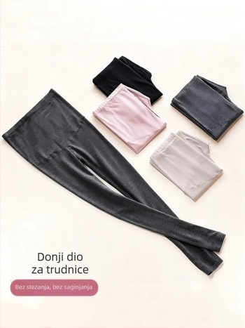 Trudničke termo tajice s flisom, visokim pojasom, tijesan kroj, Derong 90–95% glavna tkanina, Spandex <30%, debele i tople za zimu
