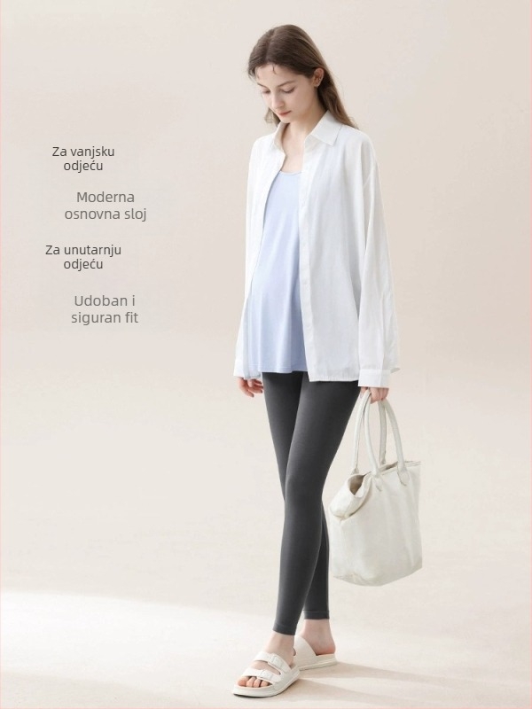 Trudničke termo tajice s flisom, visokim pojasom, tijesan kroj, Derong 90–95% glavna tkanina, Spandex <30%, debele i tople za zimu