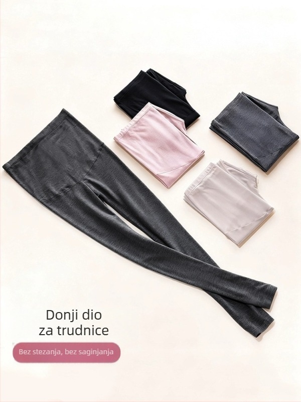 Trudničke termo tajice s flisom, visokim pojasom, tijesan kroj, Derong 90–95% glavna tkanina, Spandex <30%, debele i tople za zimu