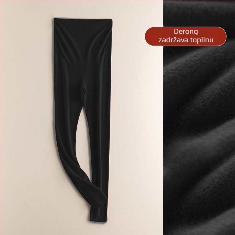 Trudničke termo tajice s flisom, visokim pojasom, tijesan kroj, Derong 90–95% glavna tkanina, Spandex <30%, debele i tople za zimu