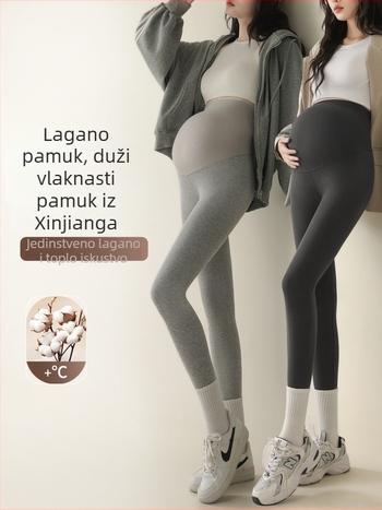 Trudničke uske hlače s visokim strukom, pamuk-elastan smjesa, normalna debljina, duge hlače