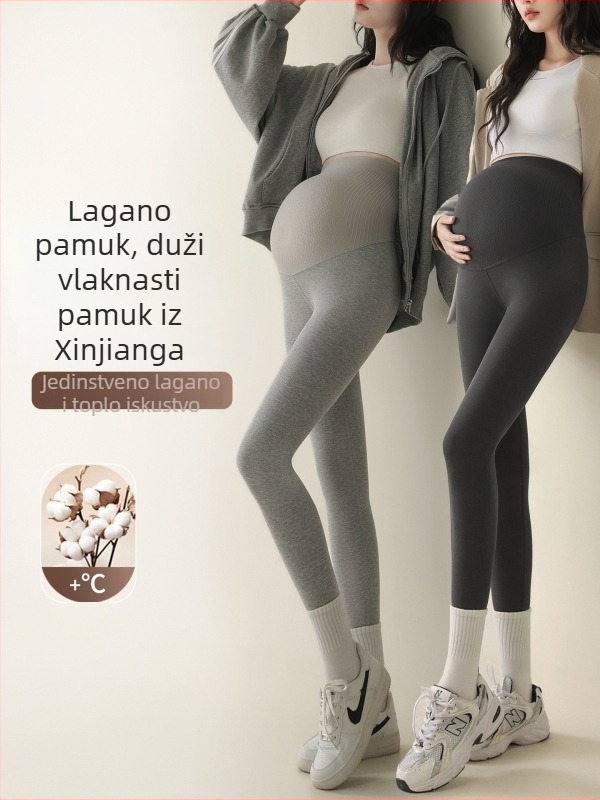 Trudničke uske hlače s visokim strukom, pamuk-elastan smjesa, normalna debljina, duge hlače