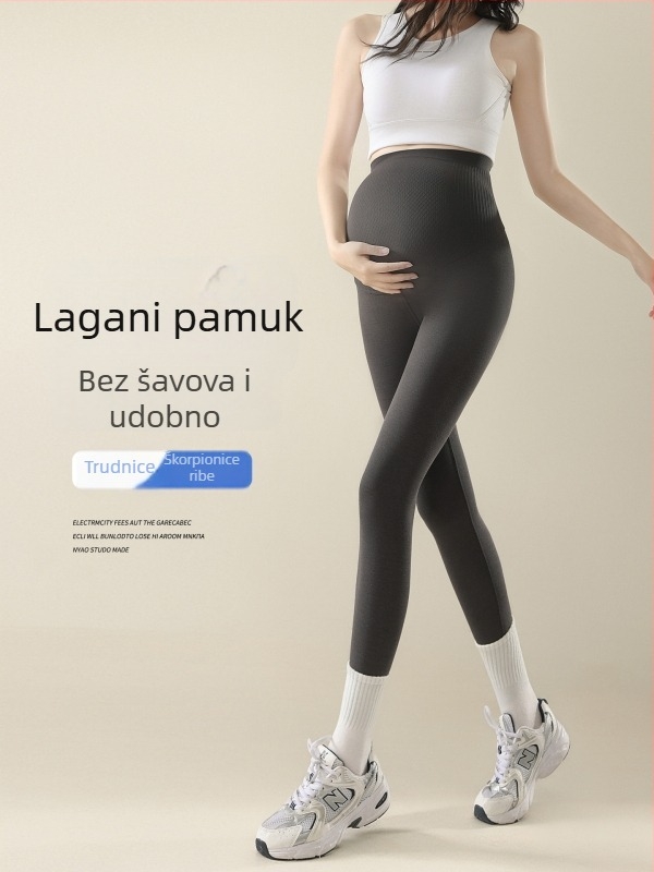 Trudničke uske hlače s visokim strukom, pamuk-elastan smjesa, normalna debljina, duge hlače