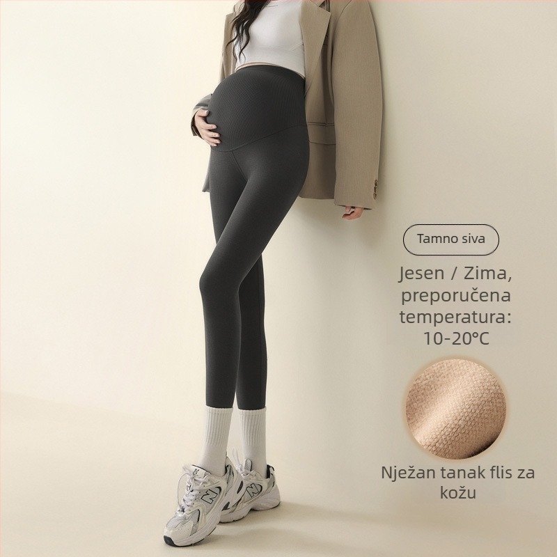 Trudničke uske hlače s visokim strukom, pamuk-elastan smjesa, normalna debljina, duge hlače