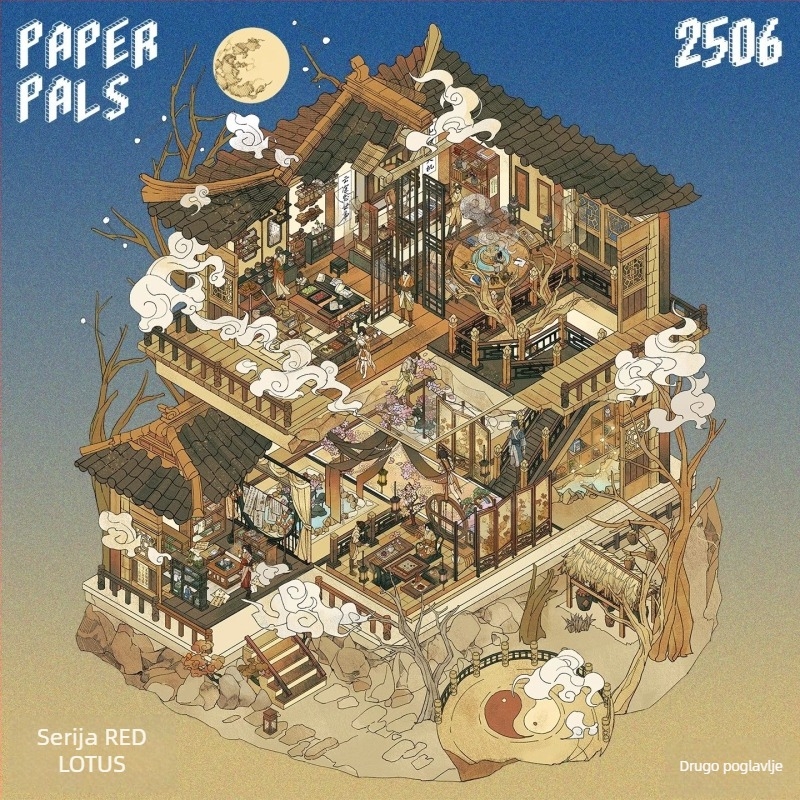 Paper Bubble Diorama scenska naljepnica – PET materijal, Novi kineski stil, Tisak, DM010011107