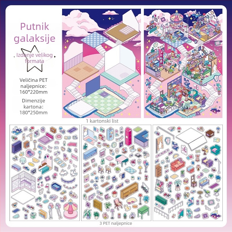 Paper Bubble Diorama scenska naljepnica – PET materijal, Novi kineski stil, Tisak, DM010011107