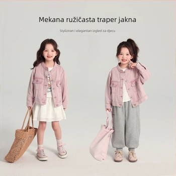 Dječja jakna za proljeće u korejskom stilu, pamuk-denim 70–80% pamuk, dugi rukavi, jednostruko kopčanje