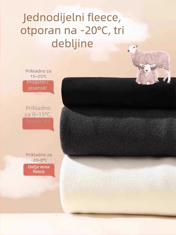 Trudničke hlače s flis podlogom i podrškom za trbuh, duge, visokog struka, poliester