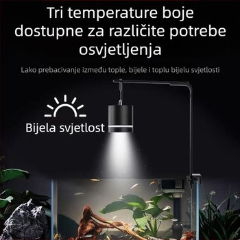 LED akvarijsko svjetlo s punim spektrom, aluminijska legura, 16W, trobojna regulacija, kontrola algi i osvjetljenje vodnih biljaka