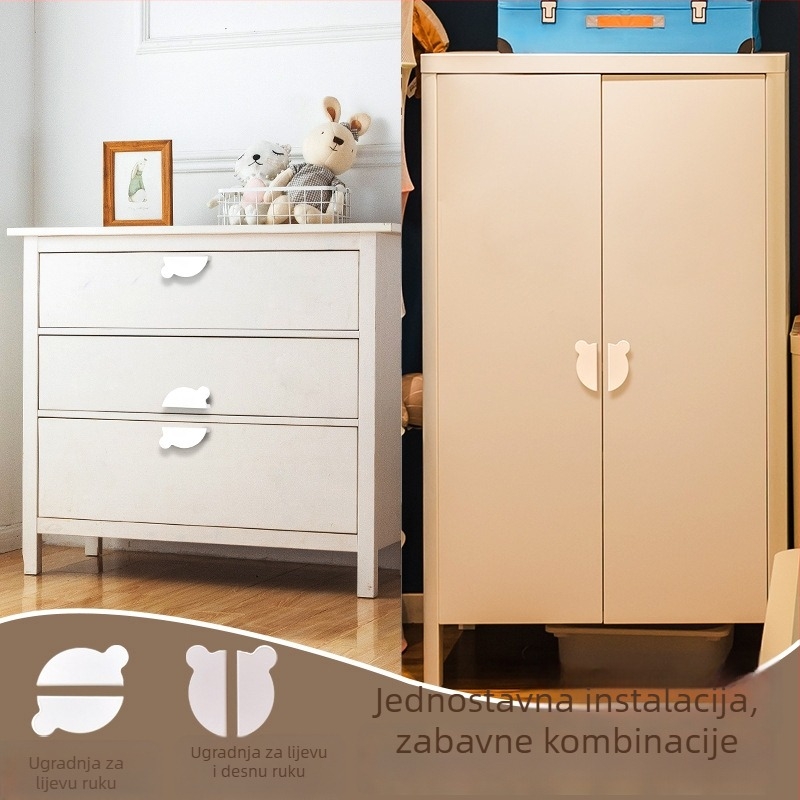 Drška za ormar s glavom medvjeda - aluminijska legura, Olefo, model Bear handle, za ormariće i ladice, moderan minimalistički stil