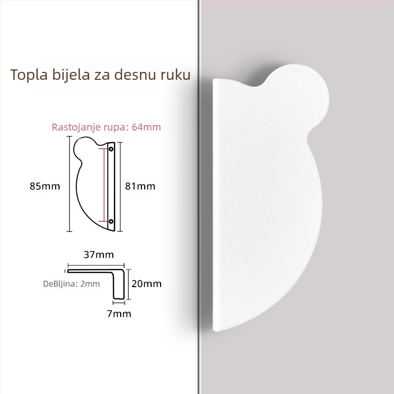 Drška za ormar s glavom medvjeda - aluminijska legura, Olefo, model Bear handle, za ormariće i ladice, moderan minimalistički stil