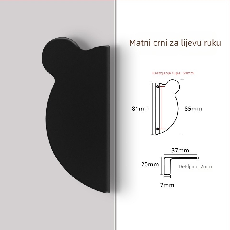Drška za ormar s glavom medvjeda - aluminijska legura, Olefo, model Bear handle, za ormariće i ladice, moderan minimalistički stil