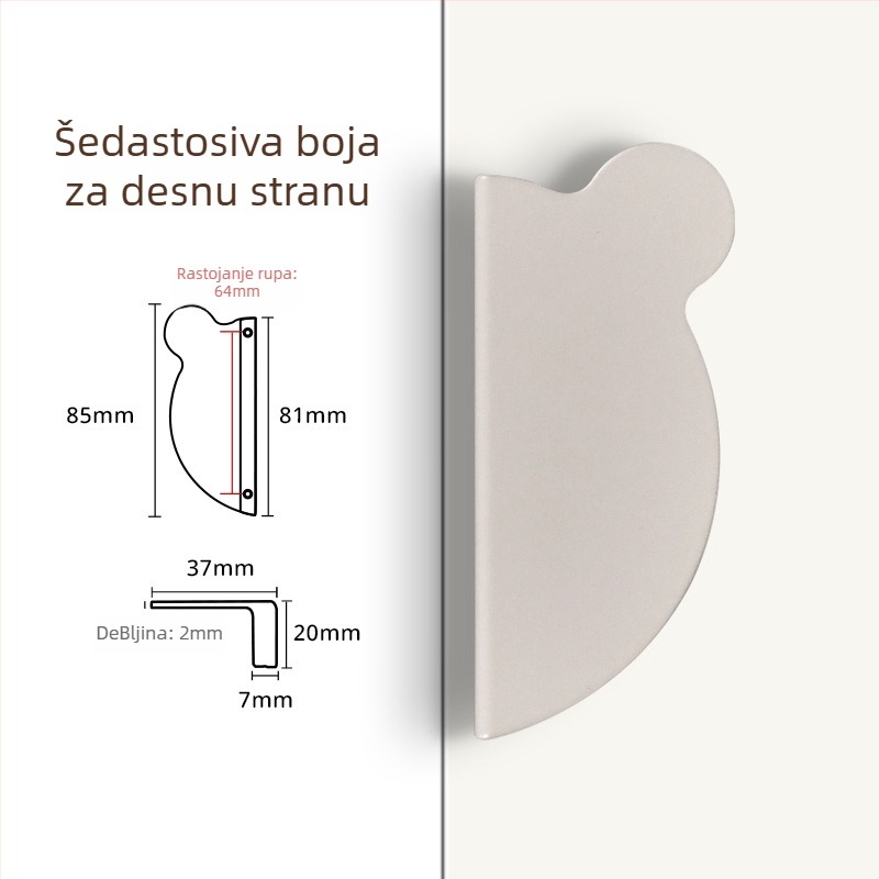 Drška za ormar s glavom medvjeda - aluminijska legura, Olefo, model Bear handle, za ormariće i ladice, moderan minimalistički stil