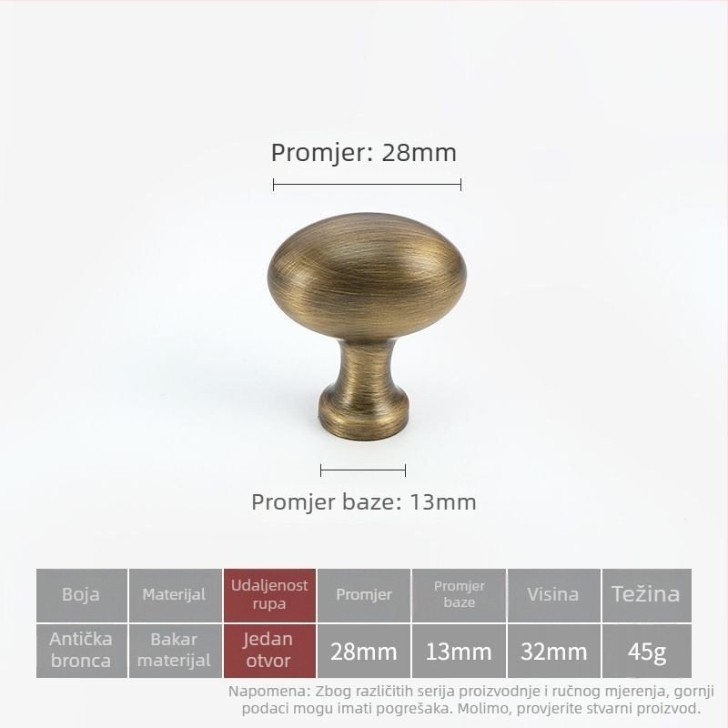 Kuka za vrata ormarića, mesing, francuski stil, CNC obrada, površinsko montiranje