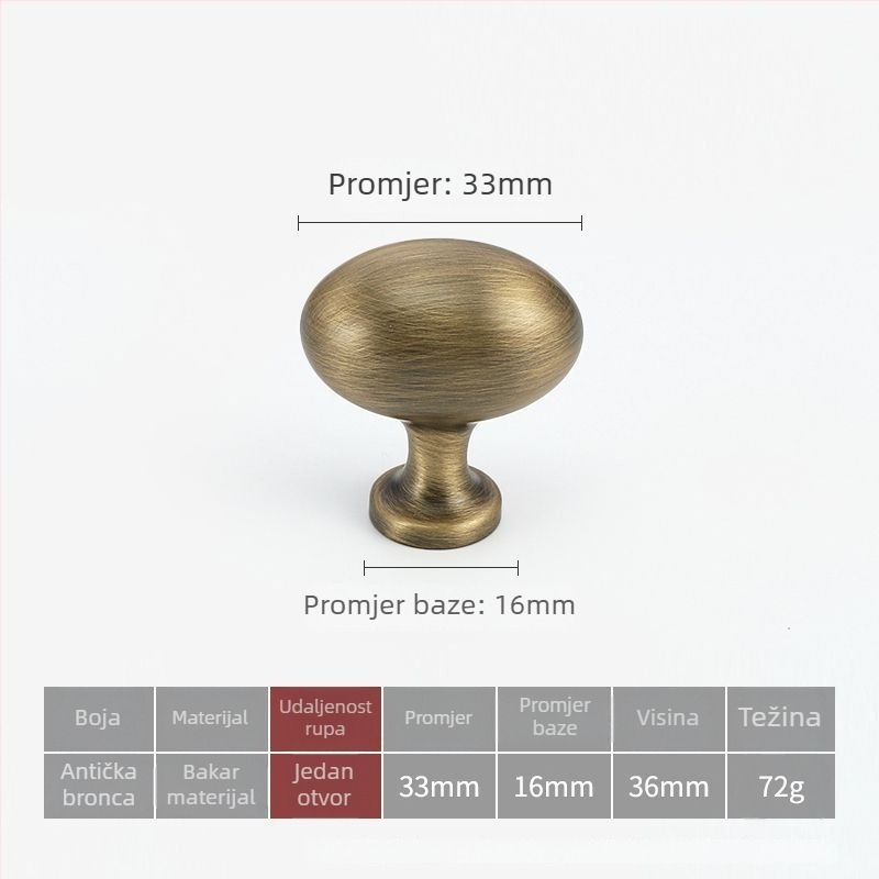 Kuka za vrata ormarića, mesing, francuski stil, CNC obrada, površinsko montiranje