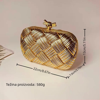 Ručno tkana večernja torba od PU kože, unutarnja pretinica za dokumente, horizontalni kvadratni oblik, zaključavanje bravom