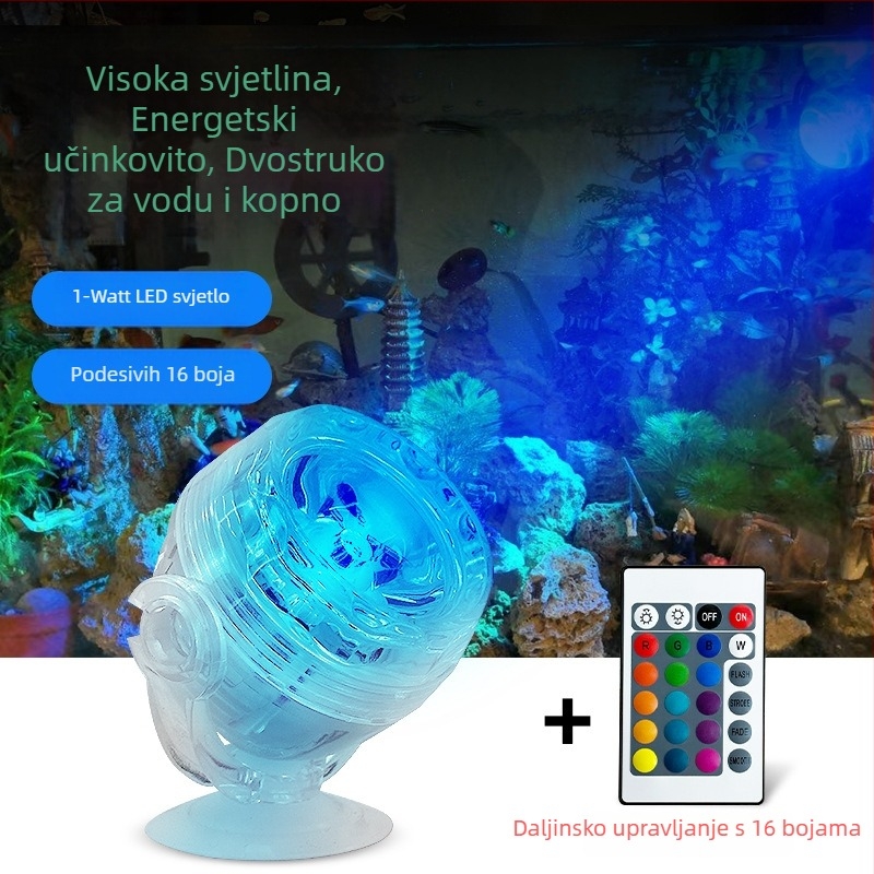 LED reflektor za akvarij 1W s daljinskim upravljanjem za promjenu boje, vodootporno noćno svjetlo