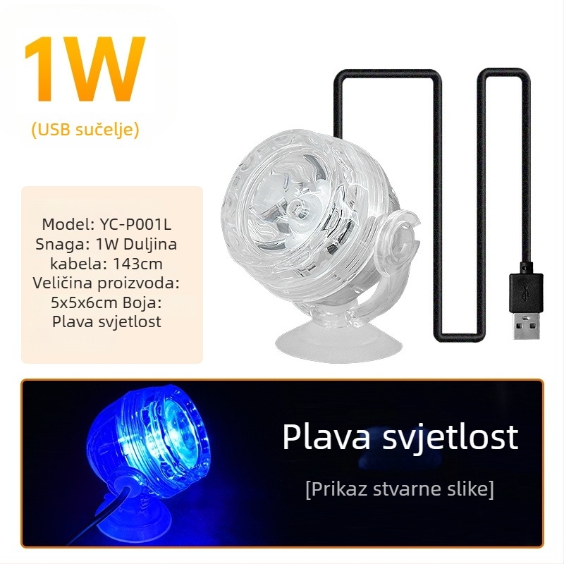 LED reflektor za akvarij 1W s daljinskim upravljanjem za promjenu boje, vodootporno noćno svjetlo